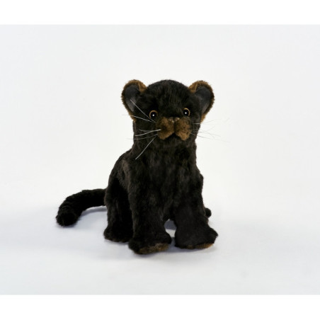 Félin Jaguar noir bébé assis 20cmh peluche animalière -6716