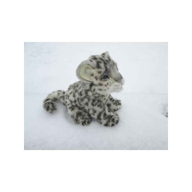 Félin Léopard des neiges assis peluche animalière -6356