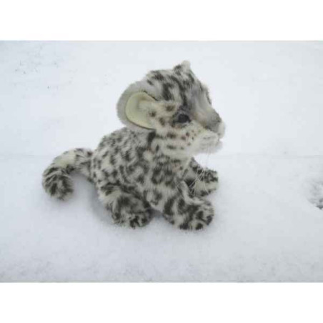 Félin Léopard des neiges assis peluche animalière -6356
