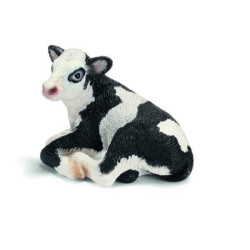 Animaux de la ferme Figurine Veau Holstein couché Schleich -13639