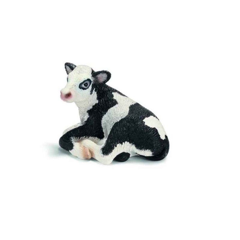Animaux de la ferme Figurine Veau Holstein couché Schleich -13639