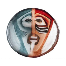 Objet de collection en verre Domino , le bol , bleu rouge Mats Jonasson -55985 dans animaux-bois-animaux-bronzes
