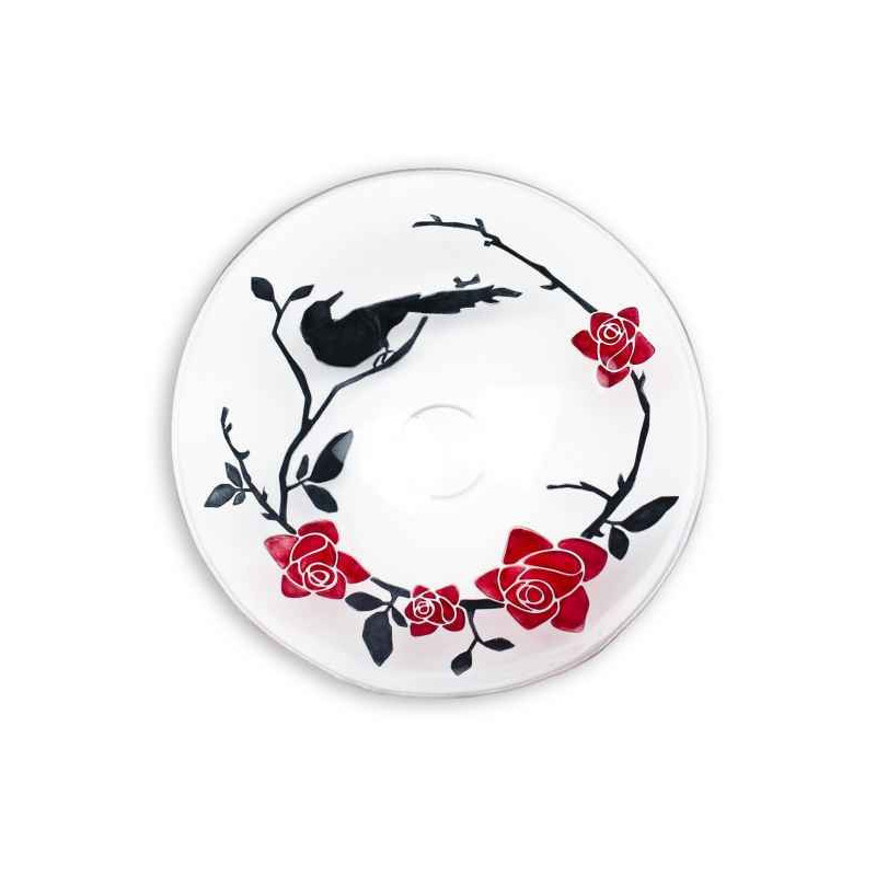 Décoration animaux en verre Oiseau noir, plateau Mats Jonasson -77914