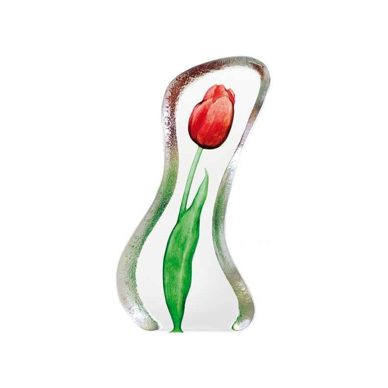 Objet de collection en verre Tulipe , rouge, grand design robert ljubez Mats Jonasson -34014 dans animaux-bois-animaux-bronzes