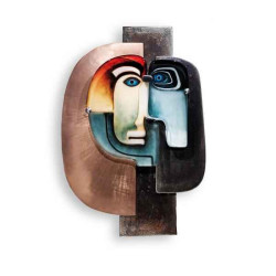 Décoration Statuette en verre Portrait En face , rouge / bleu édition limitée Mats Jonasson -68043