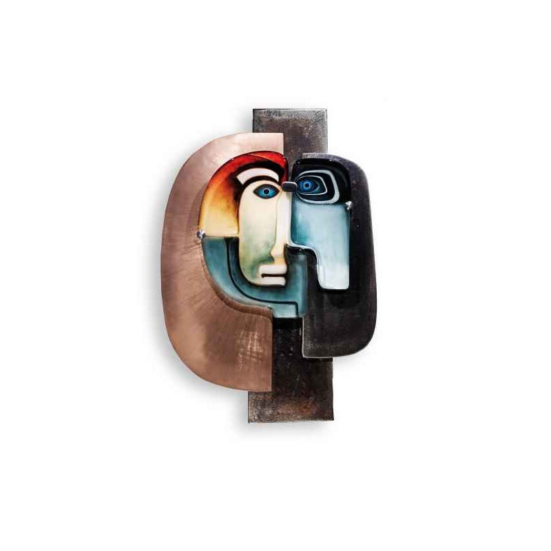 Décoration Statuette en verre Portrait En face , rouge / bleu édition limitée Mats Jonasson -68043
