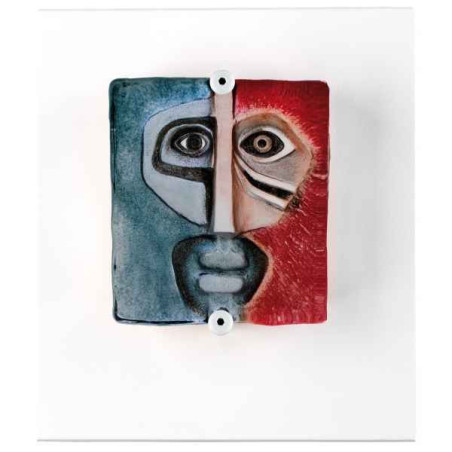 Décoration Statuette en verre Portrait Domino , bleu / rouge Mats Jonasson -63028