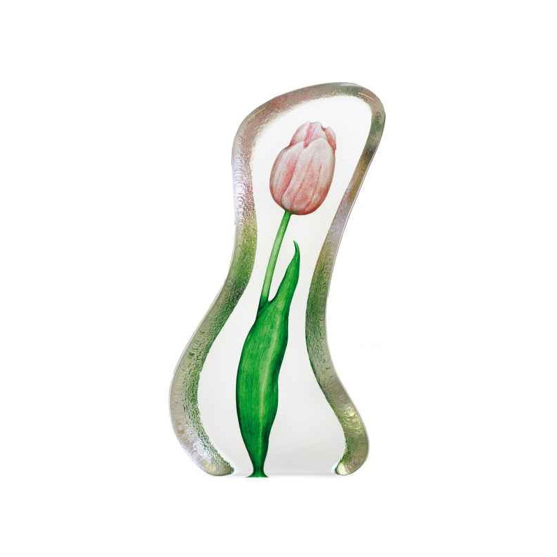 Objet de collection en verre Tulipe , rose, grande conception de robert ljubez Mats Jonasson -34013 dans animaux-bois-animaux-br