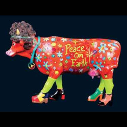 Figurine Statuette Vache Flower Power Hippie Cow Art in the City - 80612