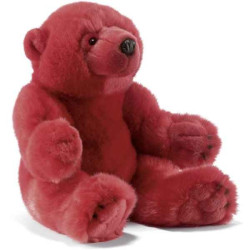 Animaux-Bois-Animaux-Bronzes propose Oursons assis rouge peluche animalière -7051
