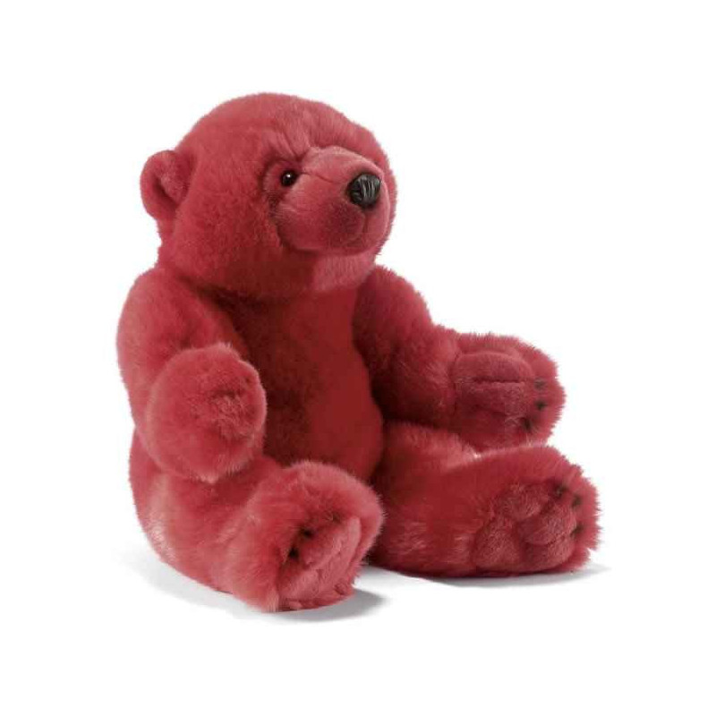 Animaux-Bois-Animaux-Bronzes propose Oursons assis rouge peluche animalière -7051