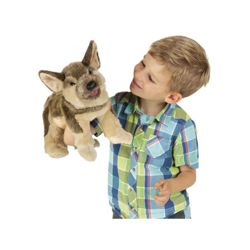 Animaux-Bois-Animaux-Bronzes propose Chiot berger allemand peluche marionnette 
