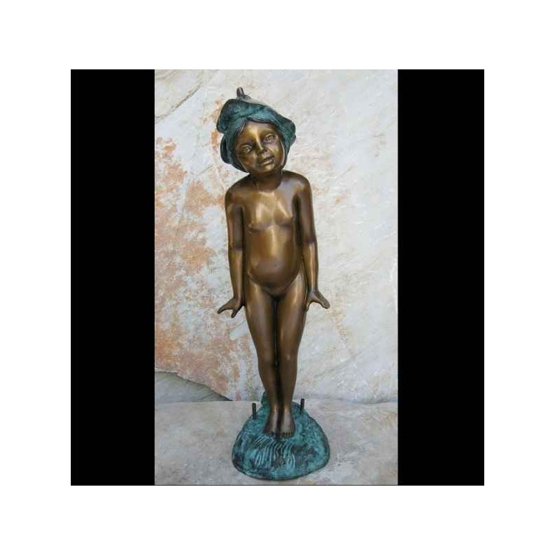 Décoration Statuette bronze personnage Dryade avec fontaine -B1060