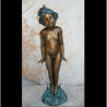 Décoration Statuette bronze personnage Dryade avec fontaine -B1060