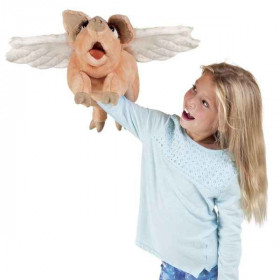 Marionnette à main cochon volant peluche Folkmanis -3120