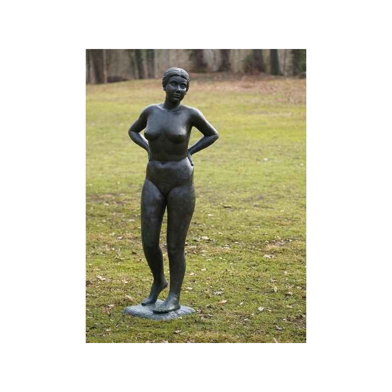 Décoration Statuette bronze personnage Femme nue debout -B1090