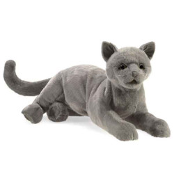 Animaux-Bois-Animaux-Bronzes.com propose Peluche Chat gris marionnette 