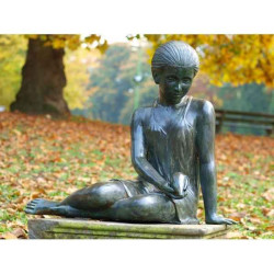 Décoration Statuette bronze personnage Femme avec coquille fontaine -B725
