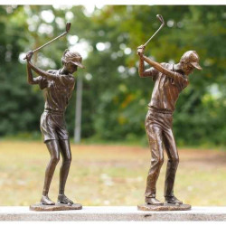 Décoration Statuette bronze personnage Golfeuse -AN0781BRW-BI
