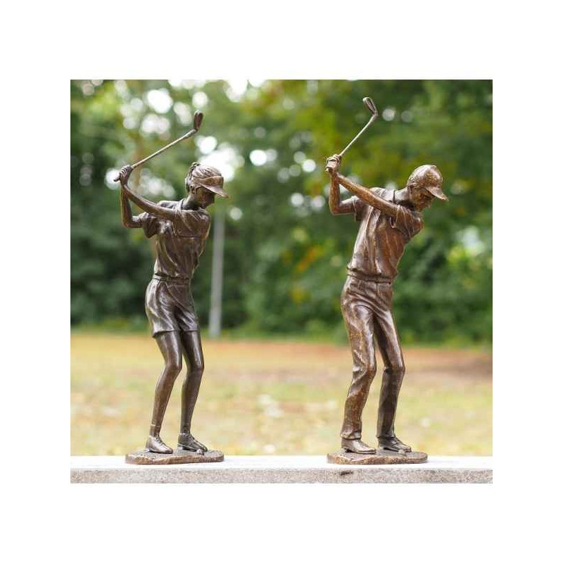 Décoration Statuette bronze personnage Golfeuse -AN0781BRW-BI