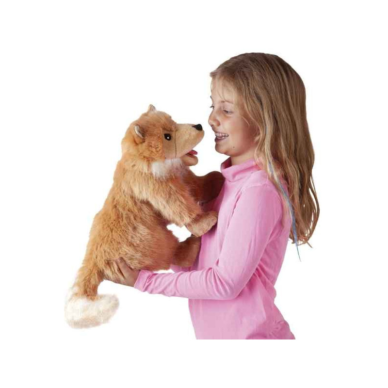 Animaux-Bois-Animaux-Bronzes propose Peluche chiot Spitz marionnette 