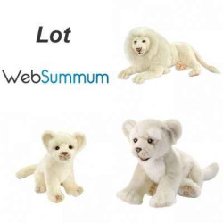 Félin Lot peluches réasistes lion blanc et lionceaux peluche animalière -LWS-448