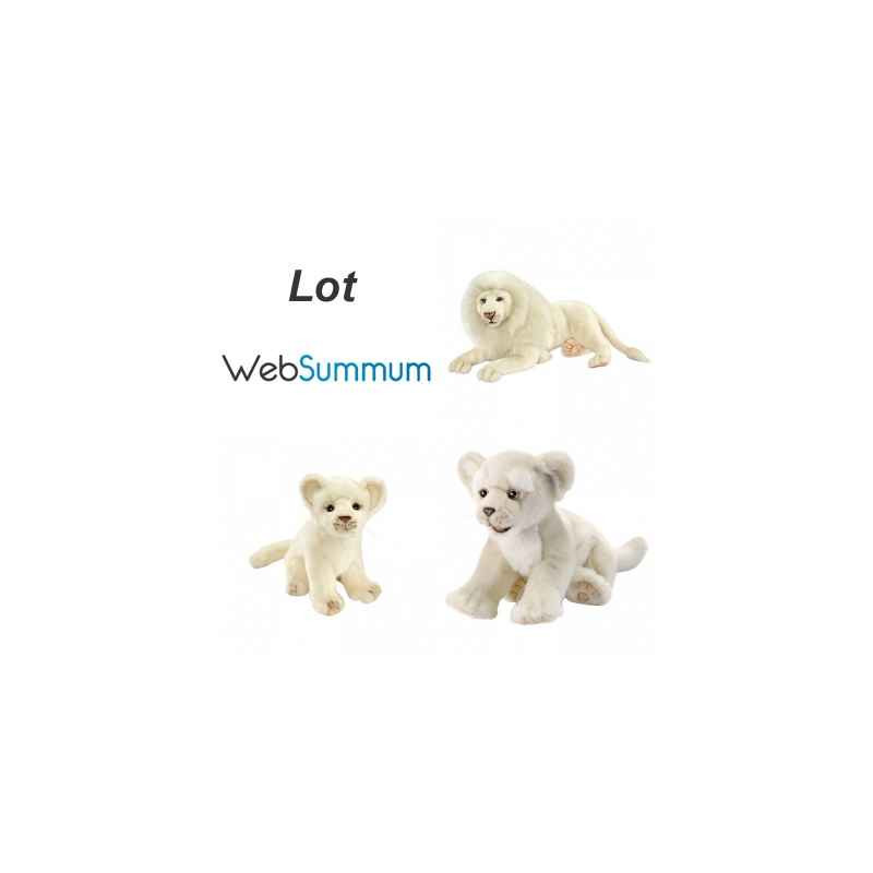 Félin Lot peluches réasistes lion blanc et lionceaux peluche animalière -LWS-448
