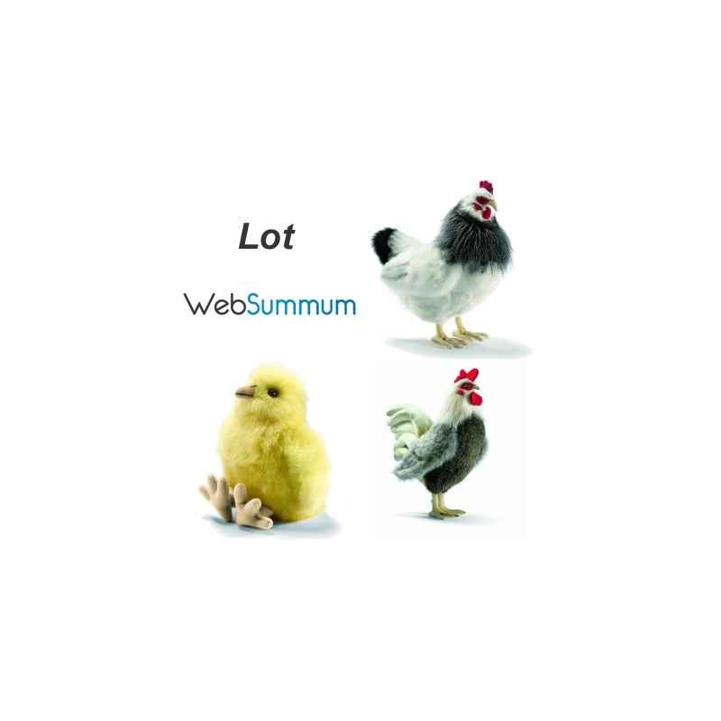 Décoration OiseauxPromotion Ensemble trio Poule coq Poussin peluche animalière -LWS-244 Anima