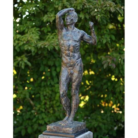 Décoration Statuette bronze personnage Homme nu de rodin 92 cm bronze -B55905