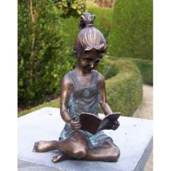 Décoration Statuette bronze personnage Grand fille lisant bronze -AN0803BR-V-M