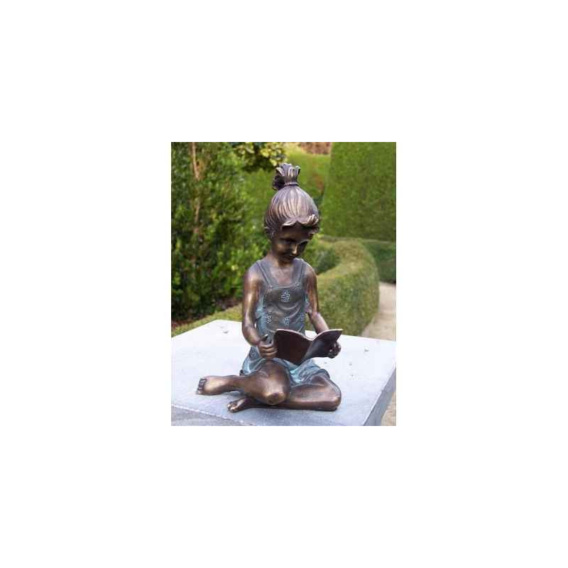 Décoration Statuette bronze personnage Grand fille lisant bronze -AN0803BR-V-M