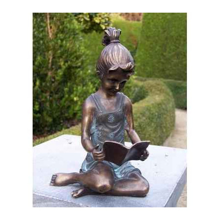 Décoration Statuette bronze personnage Grand fille lisant bronze -AN0803BR-V-M
