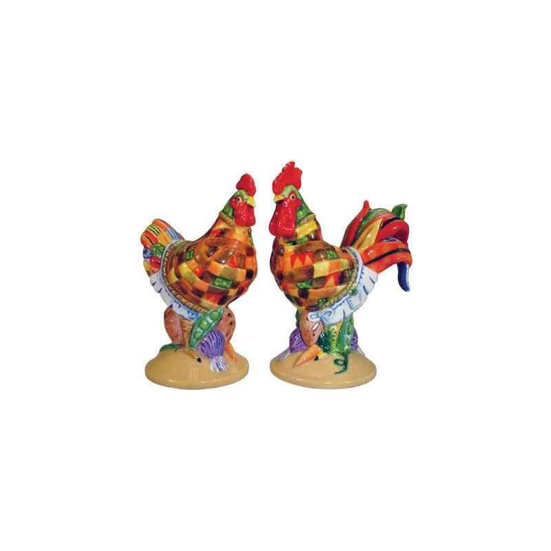 Figurine Poule et Coq Sel et Poivre Pot Pie Poultry in motion -PM16704