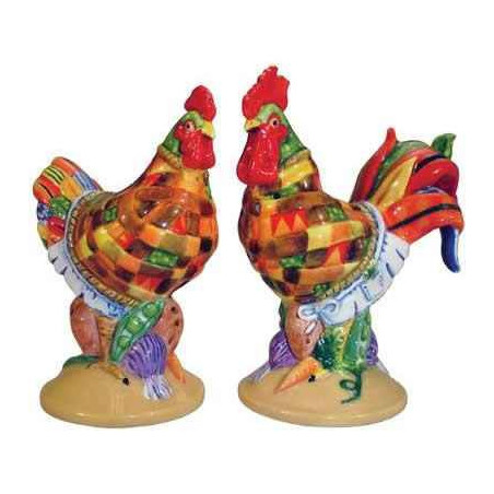 Figurine Poule et Coq Sel et Poivre Pot Pie Poultry in motion  -PM16704