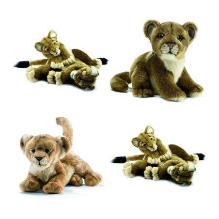 Félin Promotion 4 peluches lionne et lionceaux peluche animalière -LWS-249