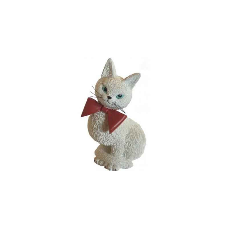 Animaux-Bois-Animaux-Bronzes.com propose Chat blanc Dubout La coquette -DUB76