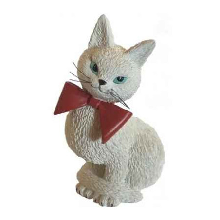 Animaux-Bois-Animaux-Bronzes.com propose Chat blanc Dubout La coquette -DUB76