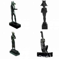 Décoration Statue résine lot 4 statuettes Musée Egypte Anubis, Osiris, Bastet, Maat -LWS-478