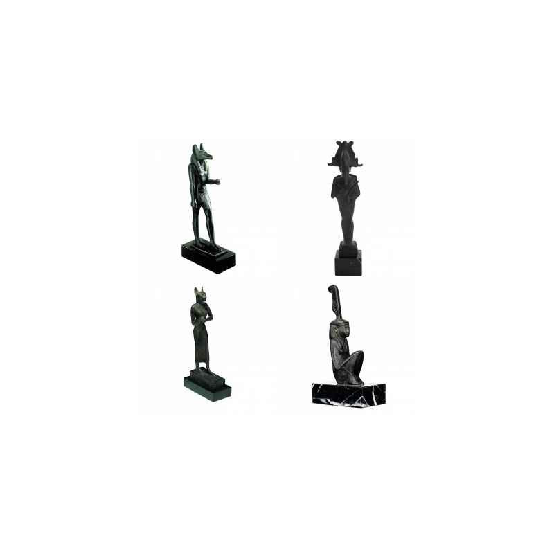 lot 4 statuettes Musée reproduction Egypte Anubis, Osiris, Bastet, Maat  -LWS -478