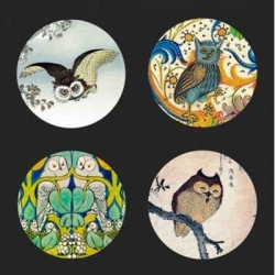 Décoration OiseauxLot de 4 sous-verres motif Hibou CS05OWL 3dMouseion