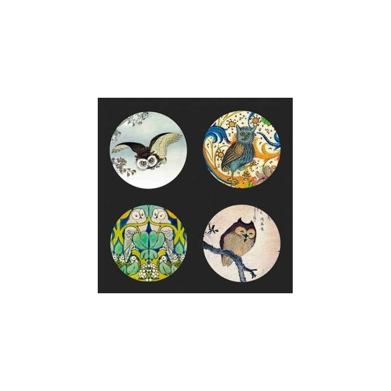 Décoration OiseauxLot de 4 sous-verres motif Hibou CS05OWL 3dMouseion