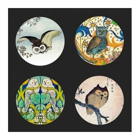 Décoration OiseauxLot de 4 sous-verres motif Hibou CS05OWL 3dMouseion