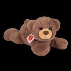 Animaux-Bois-Animaux-Bronzes propose Peluche Ours teddy allongé marron chocolat 32 cm hermann teddy collection -91370 2