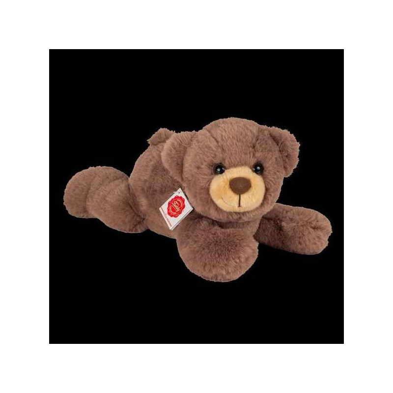 Animaux-Bois-Animaux-Bronzes propose Peluche Ours teddy allongé marron chocolat 32 cm hermann teddy collection -91370 2
