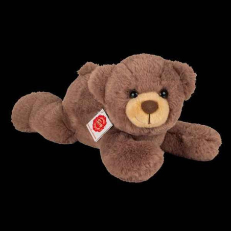 Animaux-Bois-Animaux-Bronzes propose Peluche Ours teddy allongé marron chocolat 32 cm hermann teddy collection -91370 2