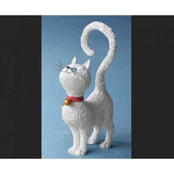 Animaux-Bois-Animaux-Bronzes.com propose Chat blanc Dubout Qu'est-ce qu'on mange? -DUB75