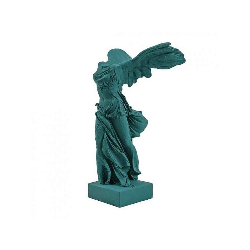 Décoration Statue résine Victoire de Samothrace 34 cm art grec vert pétrole Samo HIP statuette RMNGP -RB002349