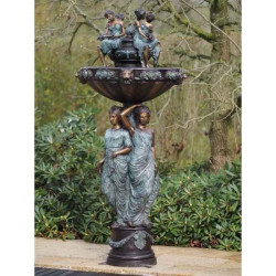 Décoration Statuette bronze personnage Fontaine avec 3 femmes bronze -B47014