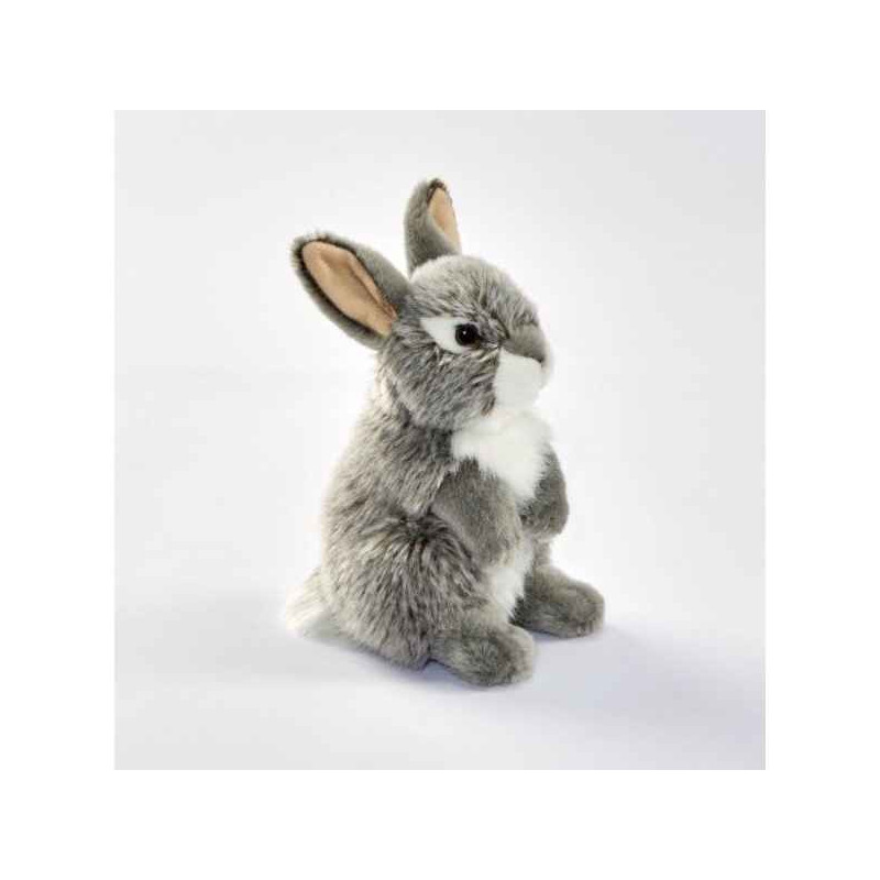 Animaux de la ferme Lapin gris assis 17cmh peluche animalière -1706