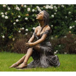 Décoration Statuette bronze personnage Femme assise bronze -B1186